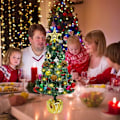 Miniatyrbilde 5 av 5: 45 cm kunstig juletre, lite juletre med LED-lys, batteridrevet juletrepynt med gylden stjerne, fargerike kuler, ide
