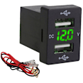Miniatyrbilde 2 av 5: 2X 12V Billader med Sikring for 5V 4.2A Telefon LED Display Voltmeter Meter (Grønn)