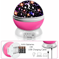 Miniatyrbillede 3 af 4: Stjernehimmel Projektor Natlys, Babylys 360° Rotation LED Stjernelys Lampe Stjernehimmel Projektor med 8 Farvede Lys Projektion, Perfekt Gave til
