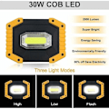 Miniatyrbild 3 av 5: Laddningsbar LED-belysning 30W 2000LM Byggplatsbelysning Arbetslampa 3 lägen Bärbar lykta USB LED-belysning för camping, bygg