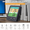 Miniatyrbild 2 av 5: Väderstation trådlös inomhus utomhus sensor termometer hygrometer digital väckarklocka barometer prognos färg Vit