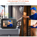Miniatyrbillede 3 af 5: 2,4 tommer Videodørklokke med Nattesyn LCD Digitalkamera og 90° Vidvinkelobjektiv til Hjemmet
