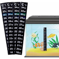 Miniatyrbild 1 av 5: Termometerremsa, 5 st fiskakvarietermometer ändrar färg vattentemperatur, 2 temperaturavläsningar, 3 färgmärken för akvarietank