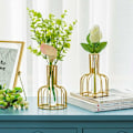 Miniatyrbild 2 av 5: Mini Vas Set - Små Vas för Borddekoration - Modern Knoppblomma Vas - Hydroponisk Glasvas - Provrör (Guld) - Fei Yu