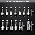 Miniatyrbilde 3 av 5: Sett med 13 Torx-hylser T8-T70 H2-H14, 1/4 tommer, 3/8 tommer og 1/2 for manuelt arbeid