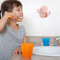 Miniatyrbillede 4 af 5: Par Tandbørsteholder, Nem at Installere Væghængt Tandbørsteholder, Borefri Stor Kapacitet Tandbørste Opbevaringsboks med Kroge til Håndklæder, Ba