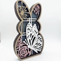 Miniatyrbillede 4 af 5: Påske Træ Kunsthåndværk Hule Kanin Sommerfugl Påske Dekorationer til Hjem Fest Desktop Ornament
