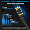 Pikkukuva 3 / 5: Kissa 8 Ethernet-kaapeli, Internet-kaapeli kullatuilla RJ45-liittimillä 40 Gigabit/S Suuri nopeus ​​Verkko - 2000 MHz – 2m Musta