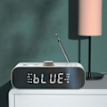 Miniatyrbild 2 av 5: FM-väckarklockradio med Bluetooth-streaming LED-display Dubbel väckarklocka 1500MAh Hi-Fi-högtalare med woofer-enhet
