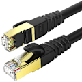 Pikkukuva 1 / 5: Kissa 8 Ethernet-kaapeli, Internet-kaapeli kullatuilla RJ45-liittimillä 40 Gigabit/S Suuri nopeus ​​Verkko - 2000 MHz – 2m Musta