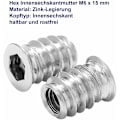 Pikkukuva 3 / 5: 100 kpl Puupuisen Kierteisen Insertoinnin Kuusiomutteri M6 x 15 mm Sinkkiseosruuvi Insertointi Kierteinen Kannenruuvi M6 Puu Insertointi Kalusteille Tuoleille Puusängyille