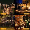 Miniatyrbilde 5 av 5: Solcelled Lyslenke for Utendørs, 100 LED Krystallkuler, Vanntett, for Utendørs/Innendørs, Hage, Balkong, Trær, Bryllup, Fester, Jul (Varmt Hvitt)