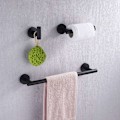 Miniatyrbillede 4 af 5: by Amazon Sort af Badeværelsestilbehør i Sort 3 Dele Håndklædeholder Toiletpapirholder Frakkeholder Væghængt 304 Rustfrit Stål Mat Sort, LA20BKDG-32-DENU