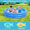 Miniatyrbild 2 av 5: Uppblåsbar vadderad pool, liten rund hopfällbar PVC-barnpool för familjedusch, bärbar badkar i vattenlekcenter fiske (100CM)-