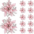 Miniatyrbild 1 av 5: 20 st 14,5 cm glitterkonstgjorda julblommor julgransdekoration Gott nytt år prydnader jul, A