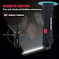 Miniatyrbillede 3 af 5: Genopladelig LED Arbejdslampe, LED 800LM Waller Lommelygte, Genopladelig LED Værkstedslampe, Inspektionslampe, Lommelygte Magnetisk Base 5 Tilstande til Garage