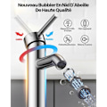 Miniatyrbilde 5 av 5: Vaskemixer, Baderom med Høy Vaskemixer for Vask eller Baderomsvask, Varmt og Kaldt Justerbar Vaskemixer, Forkrommet Messing (Sølvgrå).