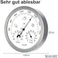 Miniatyrbillede 3 af 5: Analogt Vejrstation til Indendørs og Udendørs med Rustfrit Stålramme i Elegant Design - Bestående af Barometer, Hygrometer og Termometer