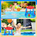 Miniatyrbillede 4 af 5: Oppustelig basketballkurv til pool - Oppustelig pool basketball stand flydende pool basketball udendørs vandspil sommerfest legetøj til børn og voksne