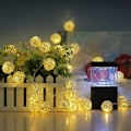 Miniatyrbillede 2 af 5: LED Rattan Kuglelys, 5 m, 40 LED'er, Stænger, Vandtæt, IP44 Rattan Kugler, Lysguirlande, Julepynt til Bryllup, Plæne, Jul, Hjem,