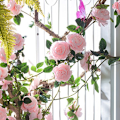 Miniatyrbillede 5 af 5: 2 stk. Champagne Simulation Kirsebærblomst Vinstok Bryllupsdekoration DIY Flettet Krans Havedekoration