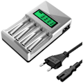 Miniatyrbillede 1 af 5: 4-Slots Intelligent Batterilader til AA/AAA NiCd NiMh Genopladelige Batterier LCD Display EU Stik
