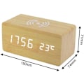 Miniatyrbild 2 av 5: Digital termometer väckarklocka Trä digital väckarklocka LED digital trä väckarklocka med trådlös laddare, Trä väckarklocka med induktionsladdning