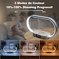 Miniatyrbilde 5 av 5: Trådløs lader nattlampe, berøring med USB-port, induksjonslader med klokke, bordlampe med 3 fargemoduser og dimmbar, tre og hvit