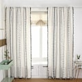 Miniatyrbillede 5 af 5: Bohemian Style Sorte Stribede Vinduesgardiner 2 Paneler med Kvast Bomuldslinned Gardin til Soveværelse Stanglomme Top 59X94 Tommer