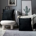 Miniatyrbillede 3 af 5: Fløjlsbetræk til puder 30x50cm til stue sofa - Sæt med 6 ensfarvede firkantede pudebetræk til soveværelsesdekoration, Sort
