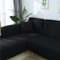 Miniatyrbild 4 av 5: Stretch hörn soffa överdrag, L-formad soffa överdrag, universell soffa överdrag (3-sits + 2-sits, svart)