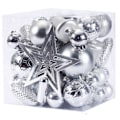 Miniatyrbild 1 av 2: 45-delad julgransdekorationssats, oförstörbara julgransprydnader för jul- och festdekoration (silver)