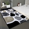 Miniatyrbillede 1 af 5: Skridsikker bademåtte, ekstra blødt mikrofiber badeværelsestæppe, maskinvaskbar absorberende gulvmåtte 50x80cm (50x80cm, Grå)