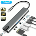 Pikkukuva 3 / 5: USB C -keskitinsovitin, 8-in-1 Mac -lisävaruste USBC -sovitin 4K HDMI, Ethernet, 2 USB 3.0, SD/TF -kortinluku