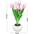 Miniatyrbilde 2 av 5: Tuliplampe, Ny LED-bordlampe Simulering Tulip Nattlys med Vase, Dekorasjon Bordlampe,B