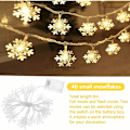 Miniatyrbillede 2 af 5: SChristmasflake Lys 6M 40LED Lysguirlande LED Girlander Lyse Jule SChristmas Flake Feelygter Feelygter Dekoration Hvidt Lys