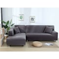 Miniatyrbillede 3 af 5: Stræk hjørnesofabetræk, Sofaovertræk Universal L-formet sofaovertræk (3-sædet+2-sædet, Grå) HIASDFLS