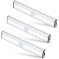 Miniatyrbillede 1 af 5: Sæt med 3 10 LED-lamper, trådløse, USB-opladelige, magnetiske, bevægelsessensor, 2 lystilstande, bærbare. Skabslys, nødbærbart lys
