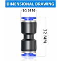 Miniatyrbillede 2 af 5: 10 stk Blå 4mm OD Straight Push To Connect Fittings (PU-4)