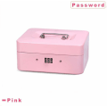 Miniatyrbild 2 av 5: Låsbar säkerhetsbox i stål, minilåda i stål, minilåda i stål, för bulkpengar, mynt (rosa)