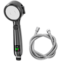 Miniatyrbillede 1 af 5: Brusehoved Digital LED-display Vandspare Brusehoved til Voksen Badeværelse 4 Tilstande Justerbar Spray Brusehoveder Sort