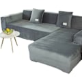 Miniatyrbillede 4 af 4: Hjørnesofabetræk med armlæn L-formet tilbagetrækkelig beskyttelse L-formet hjørnesofa - enkel lysegrå 145 - 185cm