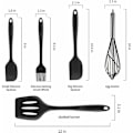 Miniatyrbillede 2 af 5: 5 stk. Silikon Køkkenspatel Sæt, Spatel Skrabespatel Ægpensel Piskeris til Køkken, Varmebestandig Non-Stick Køkkenredskab Sæt (Sort)