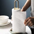 Miniatyrbillede 3 af 5: Rullepapirholder, bærbar rustfrit stål køkkenrulleholder guld stål lodret toiletrulleholder papirdispenserholder til køkken stue