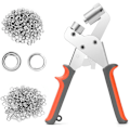 Miniatyrbillede 1 af 5: Øjeletsæt med tang og 500 sølvøjelets i 3/8 (10 mm) til læder, læderbælter, stof, tøj, PVC-presenninger, tasker og kufferter