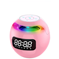 Miniatyrbilde 1 av 5: Trådløs Bluetooth-høyttaler lydboks klokke alarmklokke farge nattlys med mikrofonadapter USB 5.0 versjon klokke rosa