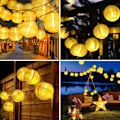 Miniatyrbillede 4 af 5: Solcelle-lysstreng til udendørs, 6M 30 LED Lanterne-lysstreng, 8 Tilstande, Vandafvisende Dekorative Lys til Have, Terrasse, Have, Balkon, Dæk, Bryllup