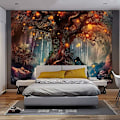 Pikkukuva 5 / 5: Taikamainen Metsä Seinävaate Elämänpuu Seinävaate Psykedeelinen Seinävaate Seinäripustus Makuuhuoneeseen (130x150cm)