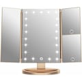 Pikkukuva 1 / 5: Valaistu meikkipöytäpeili - Kolme taittuvaa paneelia - Suurennokset X1 X2 X3 - Luonnolliset LED-valot - Kosketusnäyttö - Ladattava
