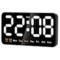Miniatyrbild 1 av 5: Digital väggklocka, 9 tum LED digitalklocka, stor skärm med 12/24 timmar, stora siffror, liten tyst väggklocka (vit)